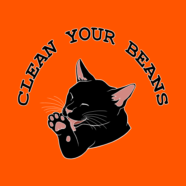 Clean Your Beans Funny Black Cat by Art by Deborah Camp