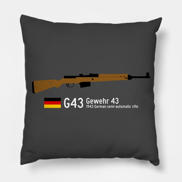 G43 German Gewehr 43 historical 1943 German semi-automatic rifle white Pillow by FOGSJ