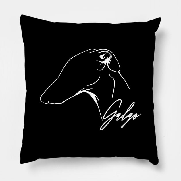 Proud Galgo profile dog lover sighthound gift Pillow by wilsigns