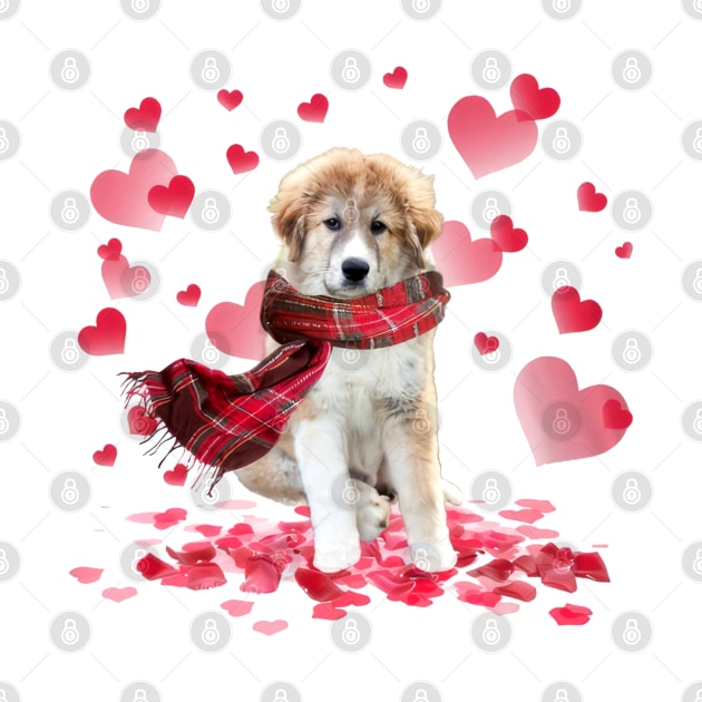 Great Pyrenees Hearts Love Happy Valentine's Day by cyberpunk art