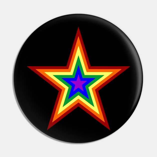 Rainbow Gay Pride Star Pentagram Pin by Muzehack