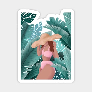 Plant Lady Summer, Beach and Palm Leaves Magnet