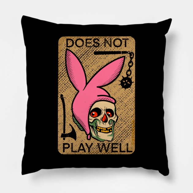 Does Not Play Well Burger Skull Pillow by BlueLine Design