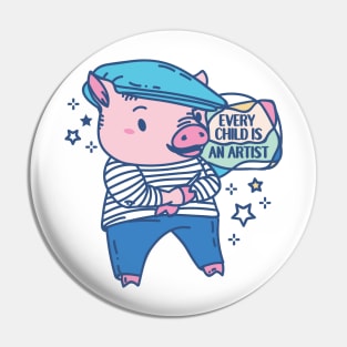 Funny Animal Artist pun Pablo Pigcasso with quote Pin