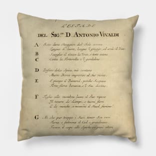 Vivaldi | Summer, original handwritten text by Antonio Vivaldi | The four Seasons Pillow