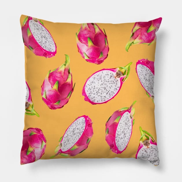 Dragon Fruit Pattern Light Orange - Summer Fruits Pillow by CRAFTY BITCH