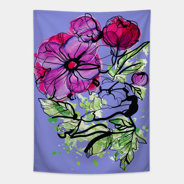 Pink Peony flower Tapestry by CindyS