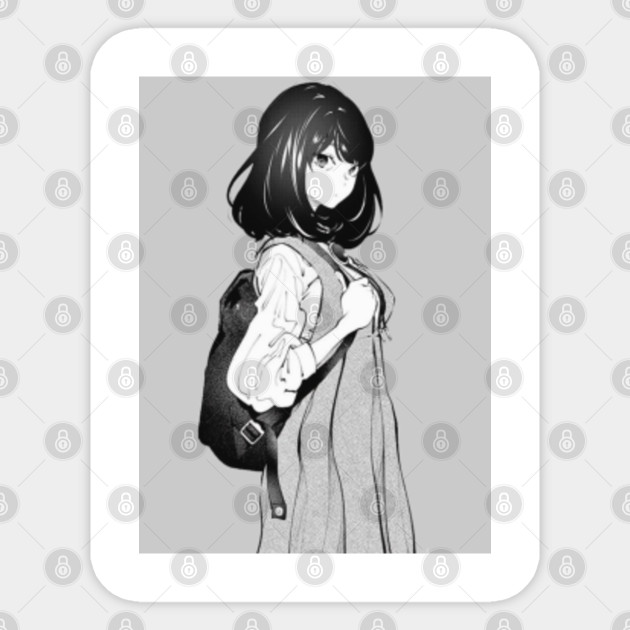 Cutie Manga Girl With Backpack Manga Girl Autocollant