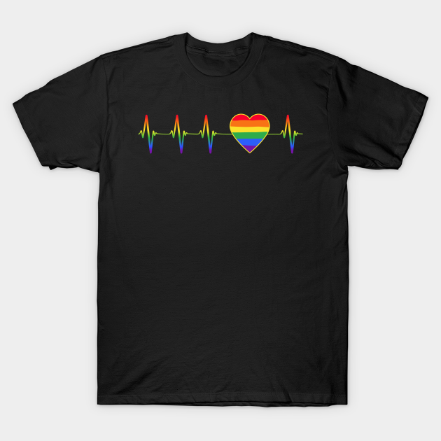 LGBT Rainbow Heartbeat EKG - Lgbt - T-Shirt | TeePublic