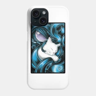 Cthulhu & White Cat Friend - Black Outlined Version Phone Case
