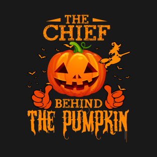 Mens The CHEF Behind The Pumpkin T shirt Funny Halloween T Shirt_CHIEF T-Shirt