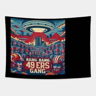 Bang Bang 49 ers Gang fan art graphic design,49 ers victor design Tapestry