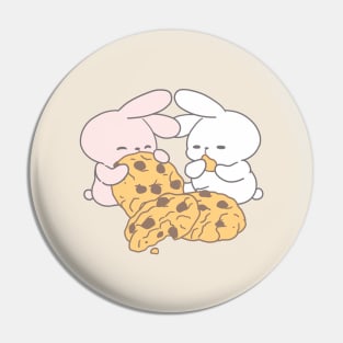 Two Cute Bunnies Enjoying Giant Chocolate Cookies Pin