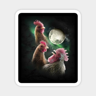 3 Chicken Moon, Wolf Chickens, Wolves Howling Magnet