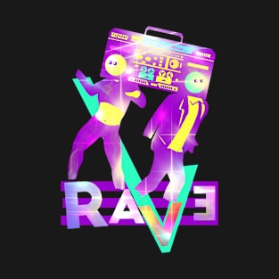 Rave. Dancing people in bright colors from the 90s. T-Shirt