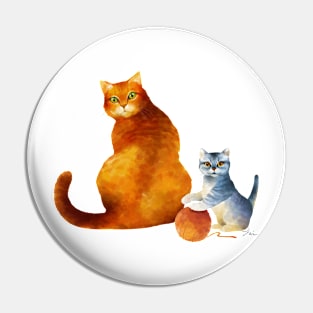 Orange Cat and Kitten Pin