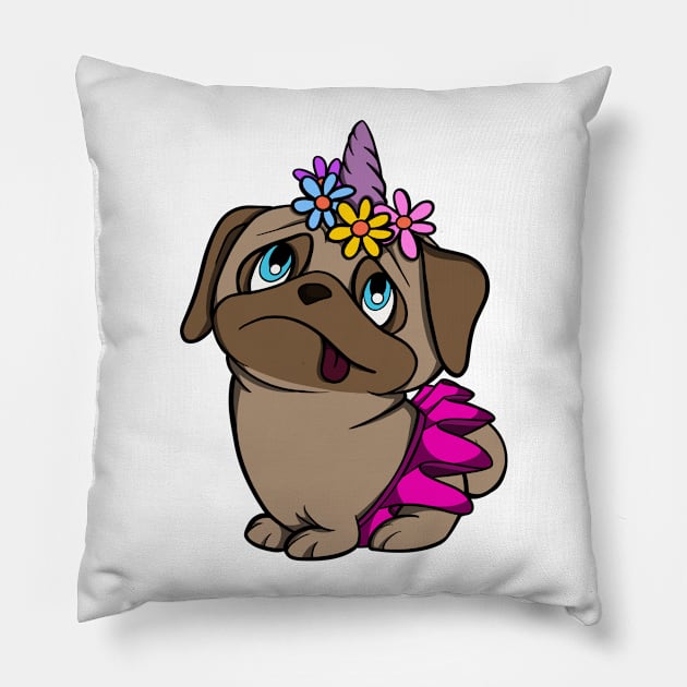 Unicorn Pug Pillow by MumsMerch