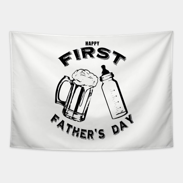 Dad's First Father's Day Beer and Bottle Tapestry by lunabelleapparel