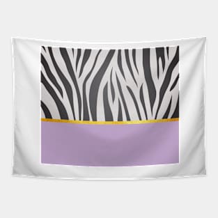 Black and white zebra print on purple, golden lining Tapestry