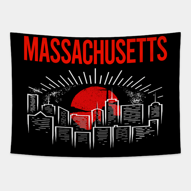 Red Moon Massachusetts Tapestry by flaskoverhand