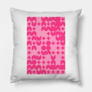 Girly Pinkish Geometric Pattern - Flowers & Stars #3 Pillow