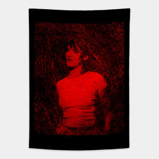 Beautiful girl, red lighting. Dark and beautiful. Tapestry