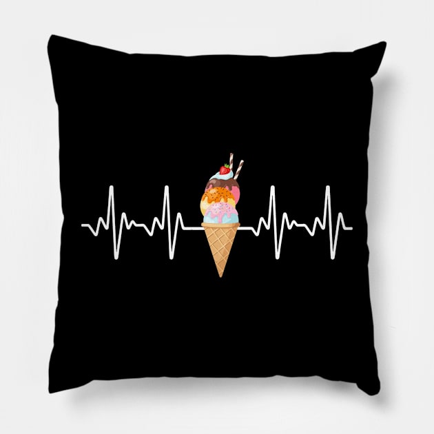 Cute Ice cream Lover Ice cream Heartbeat Pillow by unaffectedmoor