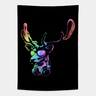 Deer DJ Neon Cool and Funny Music Animal With Sunglasses And Headphones. Tapestry