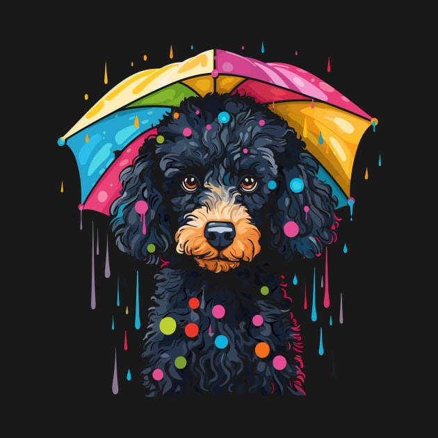 Poodle Rainy Day With Umbrella by JH Mart