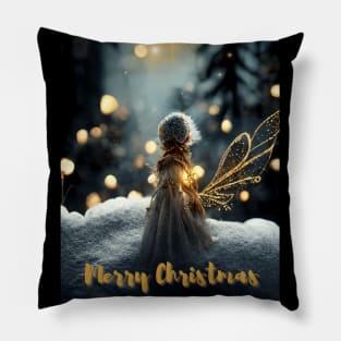 Christmas Fairy - Angelic Hero in Winter Time Pillow