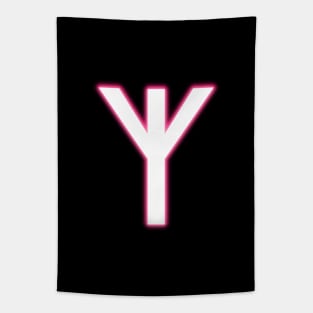 Glowing Pink Neon Old Norse Protection Rune - Viking Talisman Tapestry