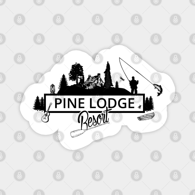 Pine Lodge Resort Staff shirt Magnet by fakebandshirts