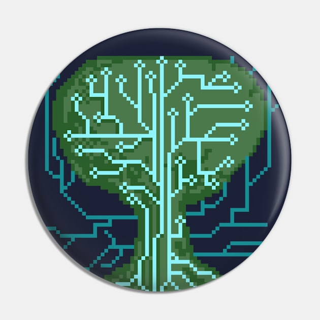 Pixel Art Circuit Tree Pin by PixelCarvel