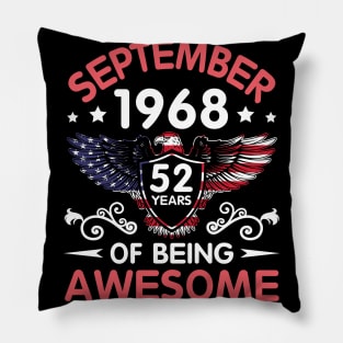 USA Eagle Was Born September 1968 Birthday 52 Years Of Being Awesome Pillow