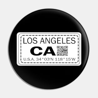 New Vintage Travel Location Qr  Los Angeles CA Pin