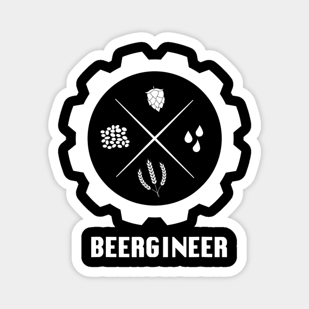 BEERGINEER Brewmaster Beer Brewer TShirt Homebrew Gift Magnet by FONSbually