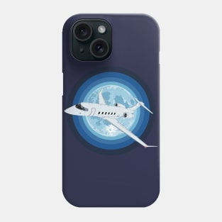 Bombardier Challenger 350 Jet Full Moon Aviation Design Phone Case