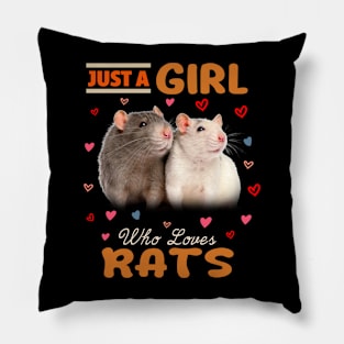 Just A Girl Who Loves Charming Rat Chic Tee Tailored Whiskers Pillow