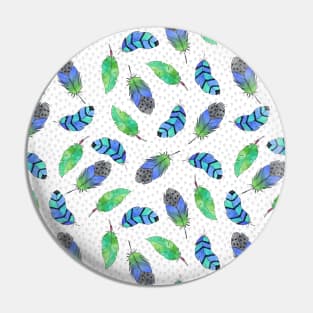 Blue Green Feathers Pin