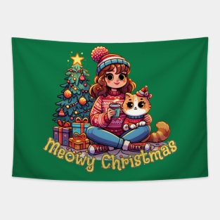 I Love Coffee Christmas And Cats, Cat And Coffee Tapestry