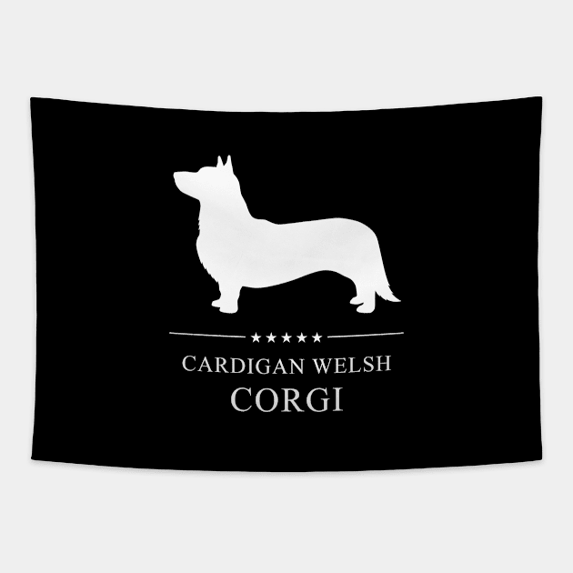 Cardigan Welsh Corgi Dog White Silhouette Tapestry by millersye