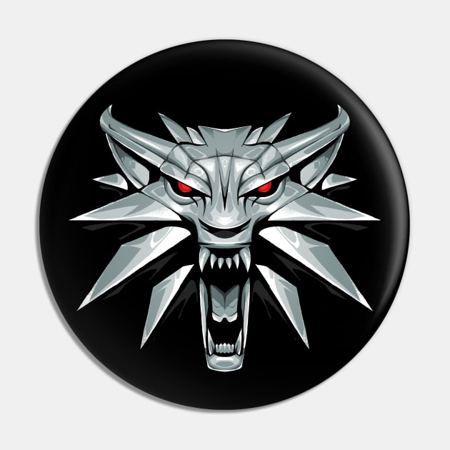 White Wolf Head Pin by nabakumov