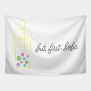 But First, Boba in Rainbow Pastels Tapestry