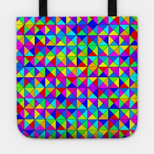 Colorful Squares Triangles Black Lines Tote