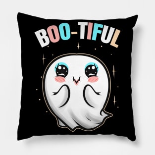 Cute Kawaii Beautiful Ghost Is Boo-tiful On Halloween Pillow