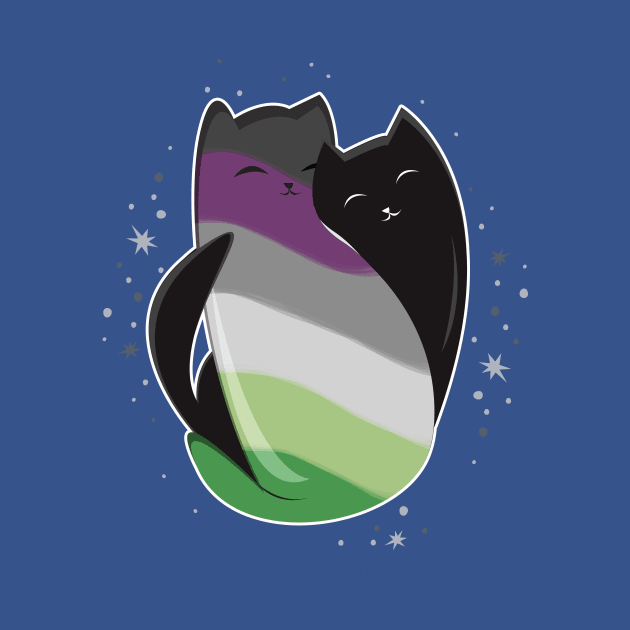 Aroace Cat LGBT Asexual Aromantic Pride Flag by Psitta