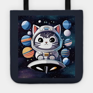 Cosmic Cat: Scottish Gray in Space Adventure Tote