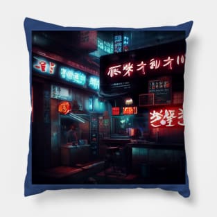 Cyberpunk Tokyo Ramen Shop Pillow