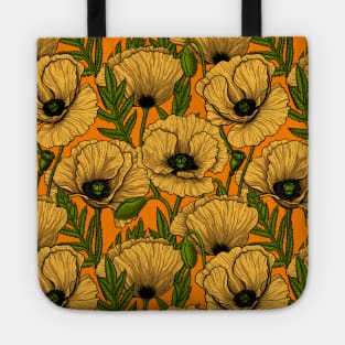 Yellow poppy hand-drawn pattern Tote