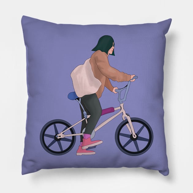 Bicycles and papers 80's Pillow by DiegoCarvalho